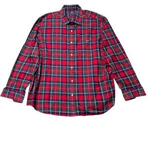 Vineyard Vines Men's Sz 2XL Classic Fit Tucker Red & Green Plaid Casual Shirt